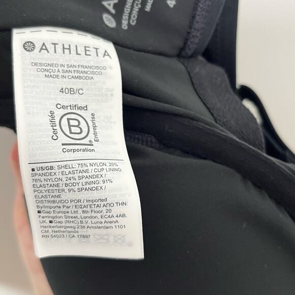 Athleta Womens Square Neck Bra Cup Tankini Swim Top 40 B/C Black Classic - Picture 11 of 11
